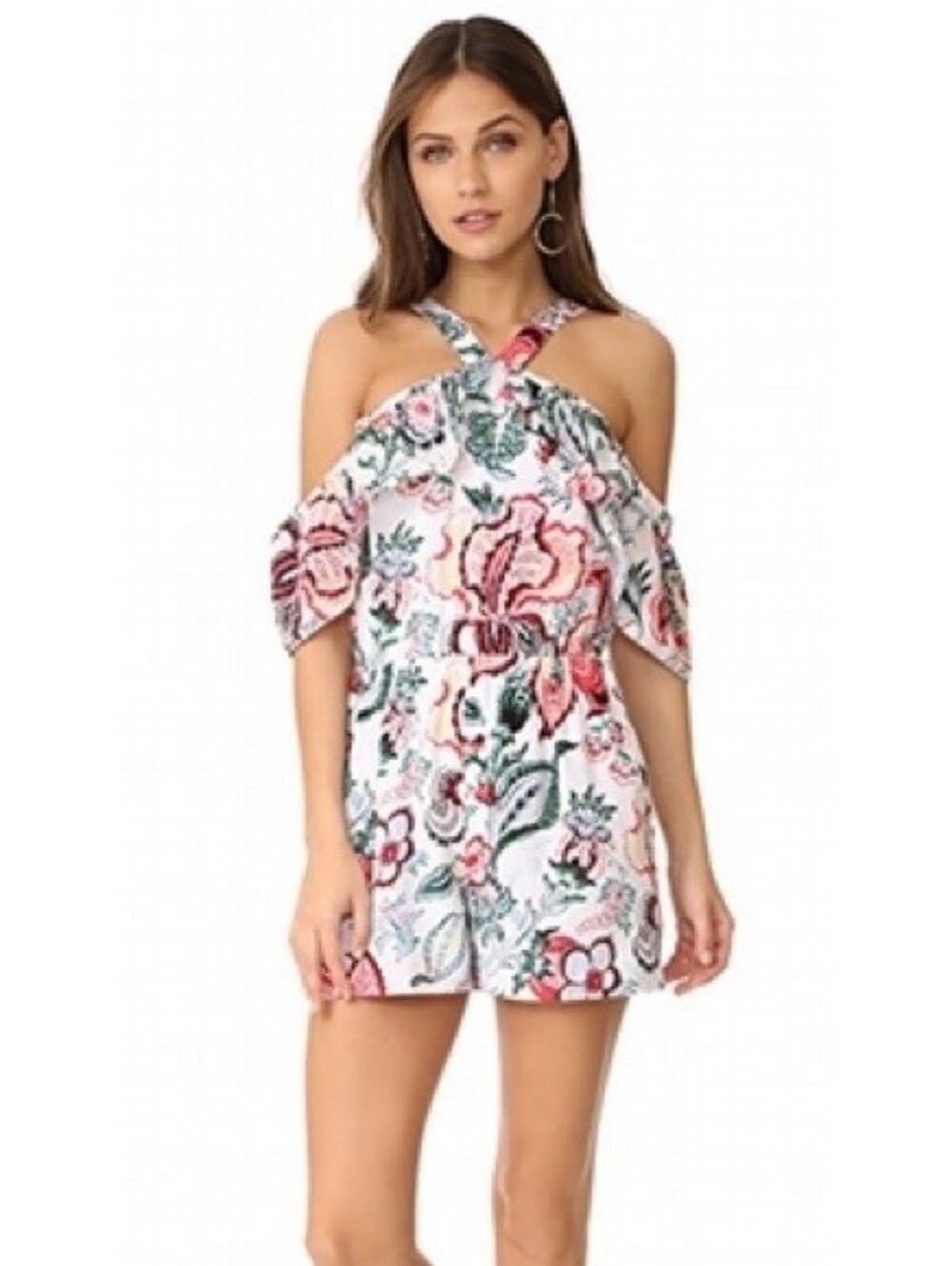 Club Monaco 100% Silk Dacko Festival Boho romper One Piece Jumpsuit Floral Sz8